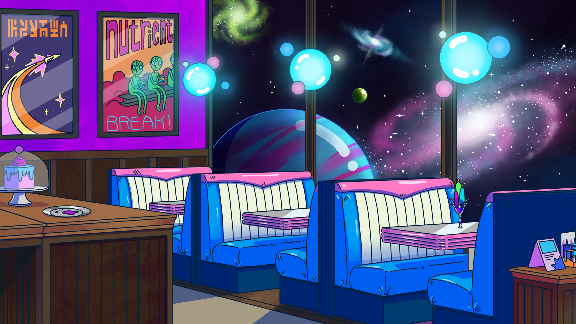 Cosmic Comet Café — Environment design